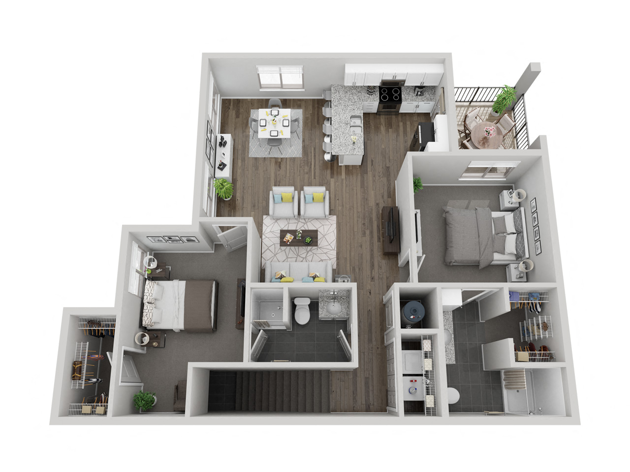 Floor plan for 2 beds, 2 baths, 1181 sqft